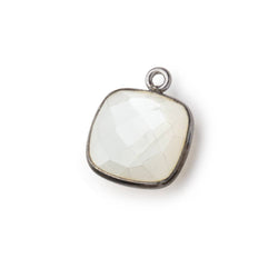 13x13mm Black Gold .925 Bezeled White Moonstone faceted pillow Pendant 1 piece (ONLINE ORDER ONLY)