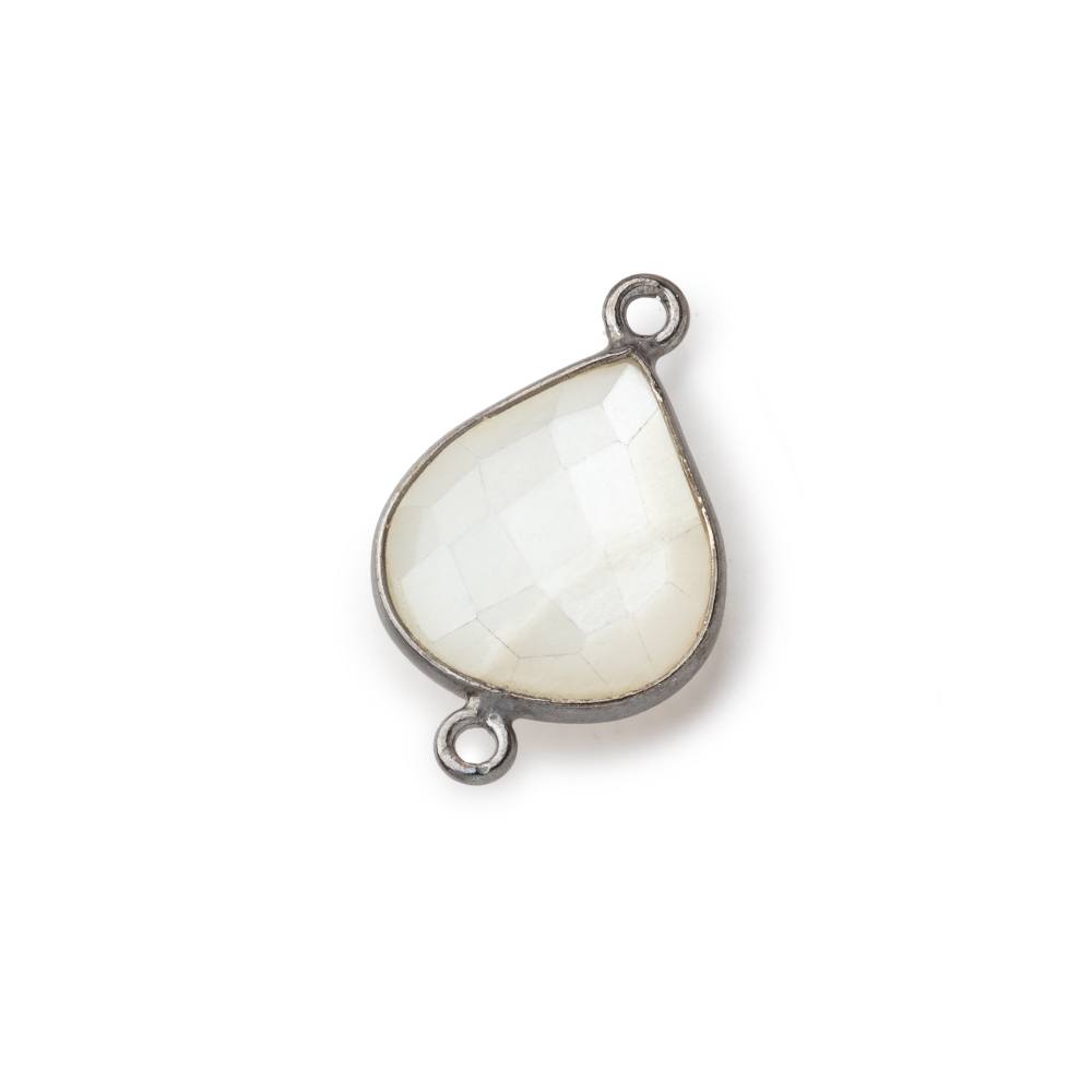 16x14mm Black Gold .925 Bezel White Moonstone faceted pear Connector 1 piece (ONLINE ORDER ONLY)