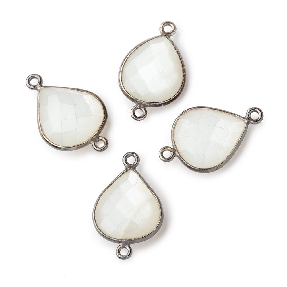 16x14mm Black Gold .925 Bezel White Moonstone faceted pear Connector 1 piece (ONLINE ORDER ONLY)
