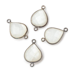 16x14mm Black Gold .925 Bezel White Moonstone faceted pear Connector 1 piece (ONLINE ORDER ONLY)