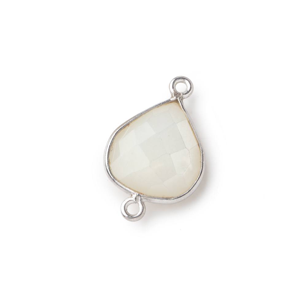 16x14mm Silver .925 Bezel White Moonstone faceted pear Connector 1 piece (ONLINE ORDER ONLY)