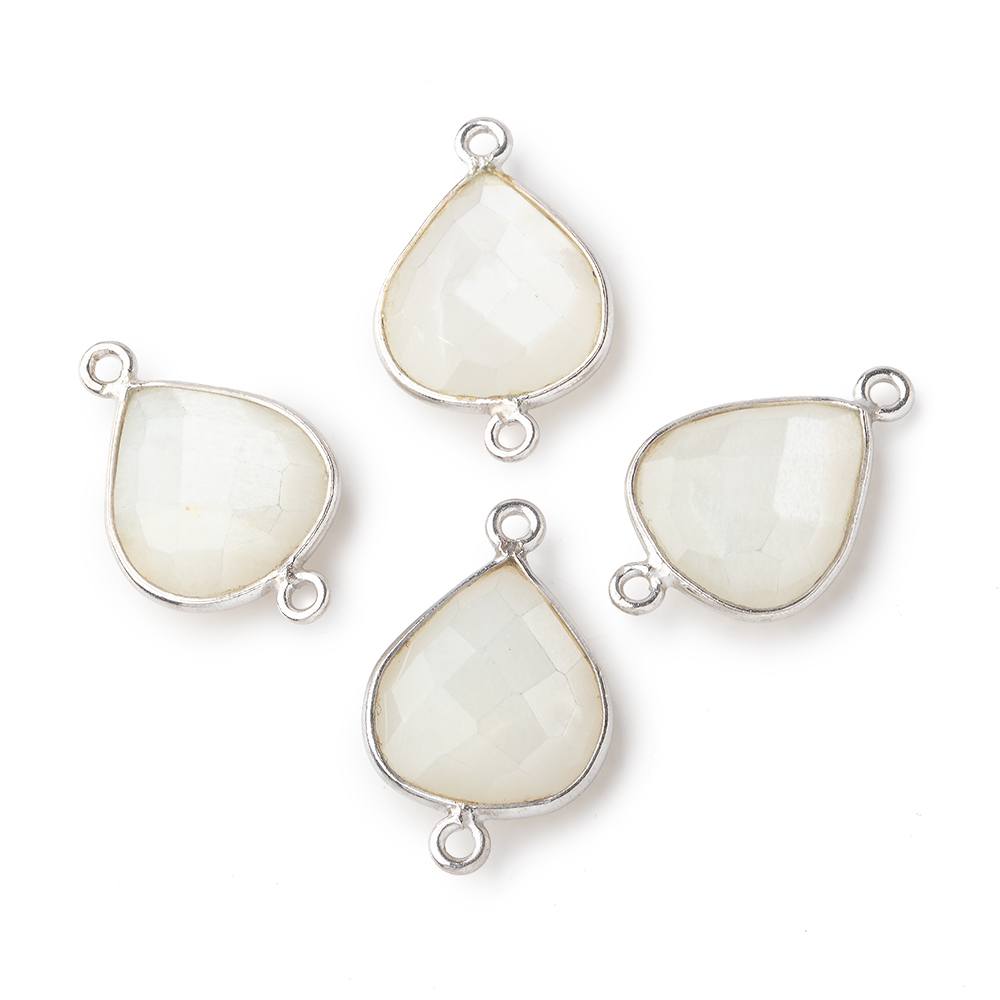 16x14mm Silver .925 Bezel White Moonstone faceted pear Connector 1 piece (ONLINE ORDER ONLY)