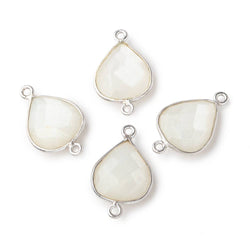 16x14mm Silver .925 Bezel White Moonstone faceted pear Connector 1 piece (ONLINE ORDER ONLY)