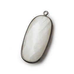 34x16mm Black Gold .925 Bezeled White Moonstone faceted Oval Pendant 1 piece (ONLINE ORDER ONLY)
