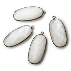 34x16mm Black Gold .925 Bezeled White Moonstone faceted Oval Pendant 1 piece (ONLINE ORDER ONLY)