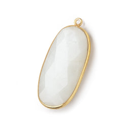 34x16mm Vermeil Bezeled White Moonstone faceted Oval Pendant 1 piece (ONLINE ORDER ONLY)