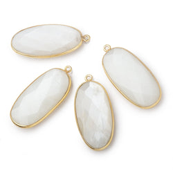 34x16mm Vermeil Bezeled White Moonstone faceted Oval Pendant 1 piece (ONLINE ORDER ONLY)