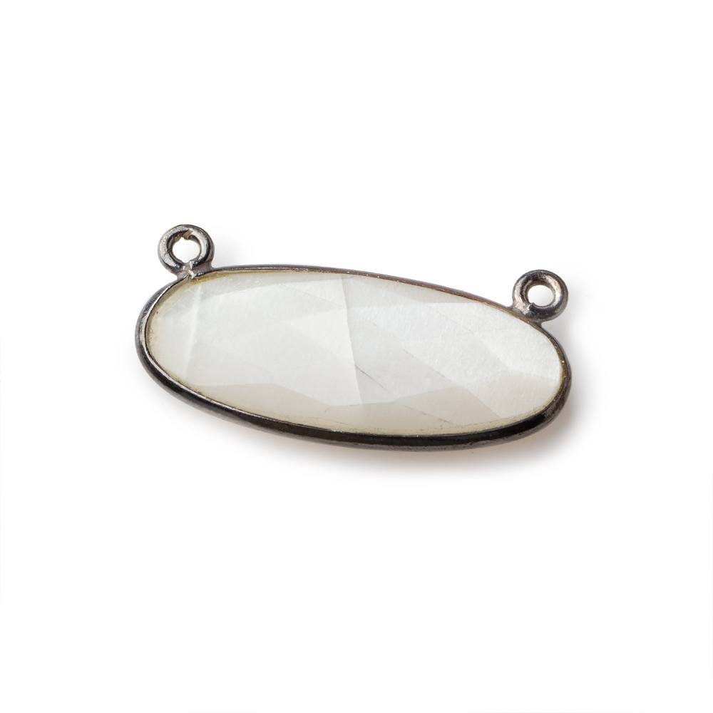 28x11.5mm Black Gold .925 Bezel White Moonstone Oval East West Connector 1 piece (ONLINE ORDER ONLY)