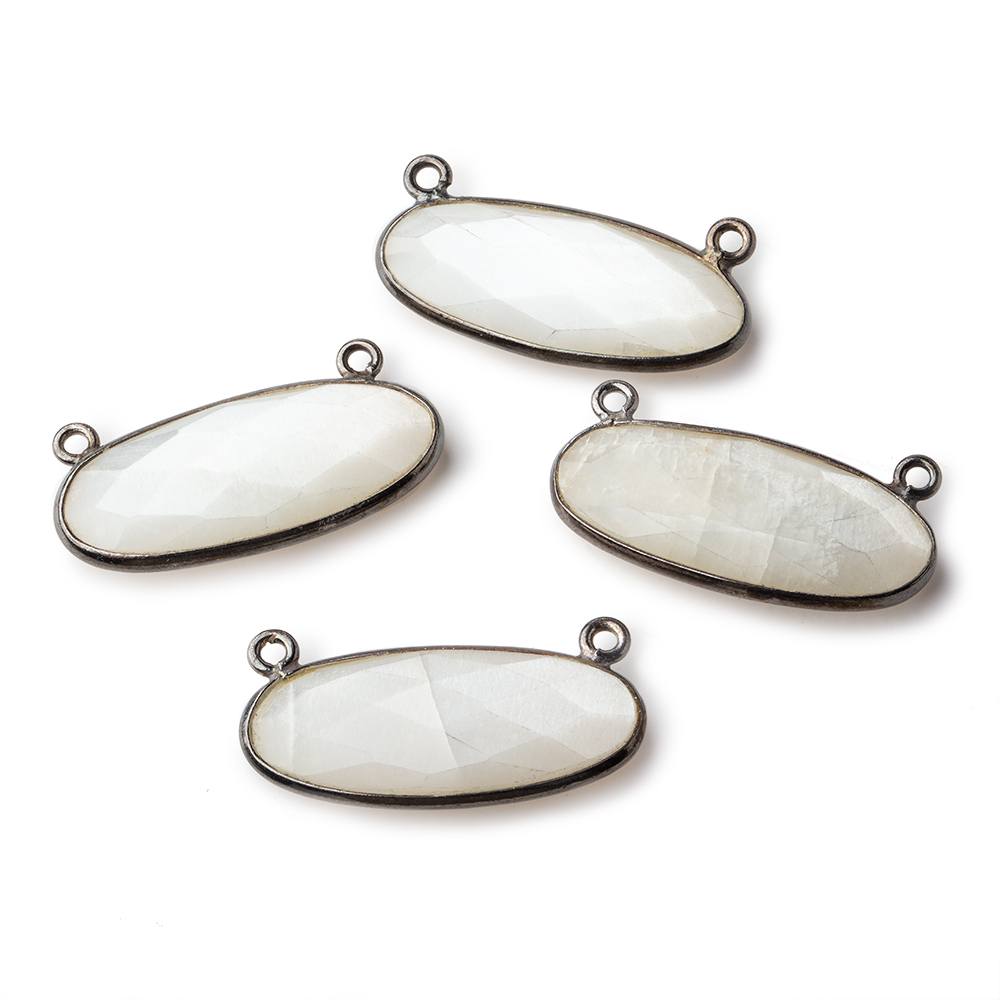 28x11.5mm Black Gold .925 Bezel White Moonstone Oval East West Connector 1 piece (ONLINE ORDER ONLY)