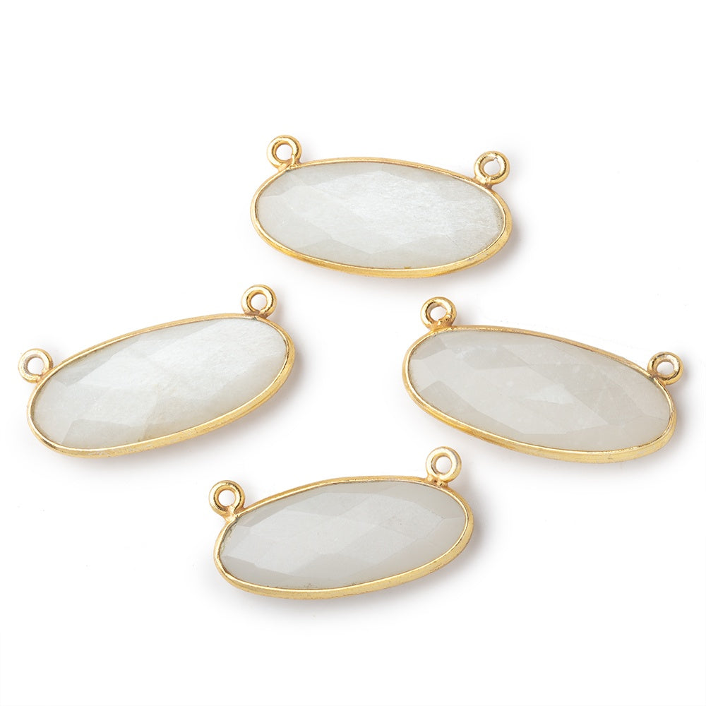 28x11.5mm Vermeil Bezel White Moonstone Oval East West Connector 1 piece (ONLINE ORDER ONLY)