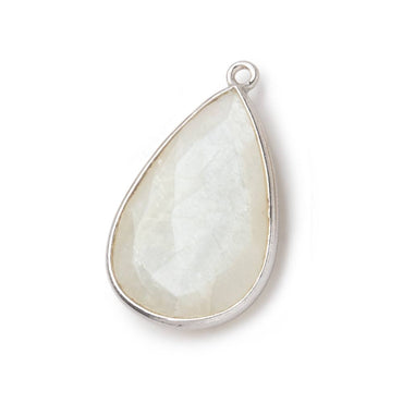 26x17mm Silver .925 Bezel White Moonstone faceted pear Pendant 1 piece (ONLINE ORDER ONLY)