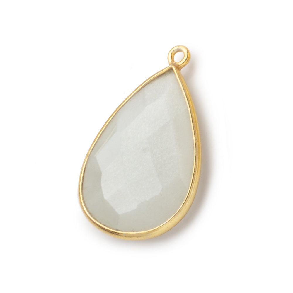 26x17mm Vermeil Bezel White Moonstone faceted pear Pendant 1 piece (ONLINE ORDER ONLY)
