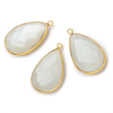 26x17mm Vermeil Bezel White Moonstone faceted pear Pendant 1 piece (ONLINE ORDER ONLY)
