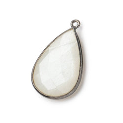 26x17mm Black Gold .925 Bezel White Moonstone faceted pear Pendant 1 piece (ONLINE ORDER ONLY)