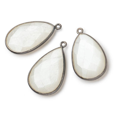26x17mm Black Gold .925 Bezel White Moonstone faceted pear Pendant 1 piece (ONLINE ORDER ONLY)