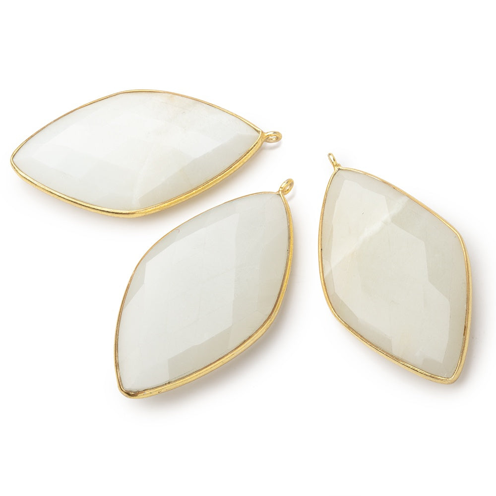 44x25mm Vermeil Bezel Beige Moonstone faceted kite Pendant 1 piece (ONLINE ORDER ONLY)