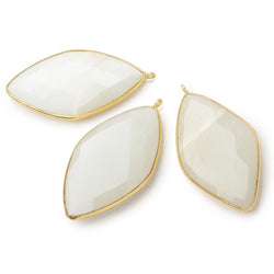 44x25mm Vermeil Bezel Beige Moonstone faceted kite Pendant 1 piece (ONLINE ORDER ONLY)