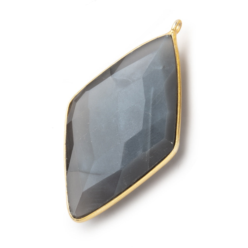 44x25mm Vermeil Bezel Platinum Grey Moonstone faceted kite Pendant 1 piece (ONLINE ORDER ONLY)