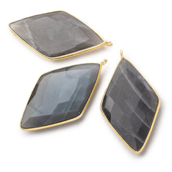 44x25mm Vermeil Bezel Platinum Grey Moonstone faceted kite Pendant 1 piece (ONLINE ORDER ONLY)