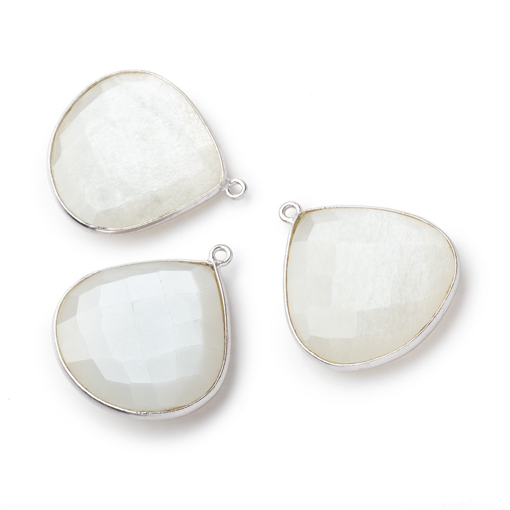 26x26mm Silver .925 White Moonstone faceted heart Pendant 1 piece (ONLINE ORDER ONLY)