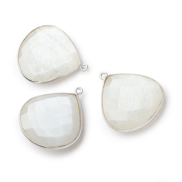 26x26mm Silver .925 White Moonstone faceted heart Pendant 1 piece (ONLINE ORDER ONLY)