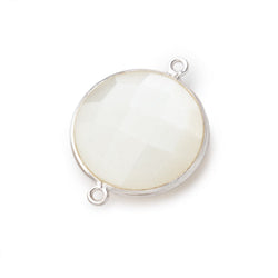 22mm Silver .925 Bezel White Moonstone Coin Focal Bead Connector 1 piece (ONLINE ORDER ONLY)
