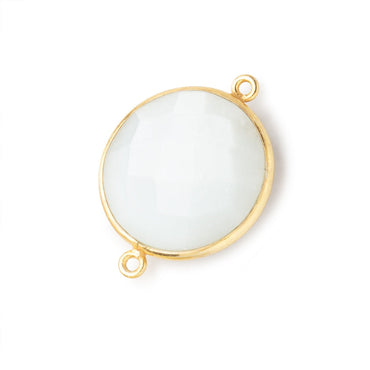 22mm Vermeil Bezeled White Moonstone Coin Focal Bead Connector 1 piece (ONLINE ORDER ONLY)