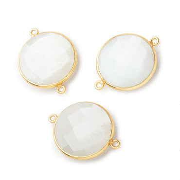 22mm Vermeil Bezeled White Moonstone Coin Focal Bead Connector 1 piece (ONLINE ORDER ONLY)