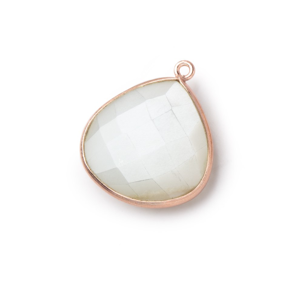 22mm Rose Gold .925 Bezel White Moonstone Heart Pendant 1 piece (ONLINE ORDER ONLY)
