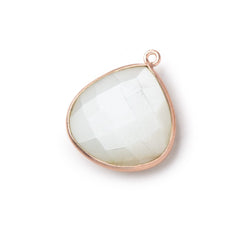 22mm Rose Gold .925 Bezel White Moonstone Heart Pendant 1 piece (ONLINE ORDER ONLY)