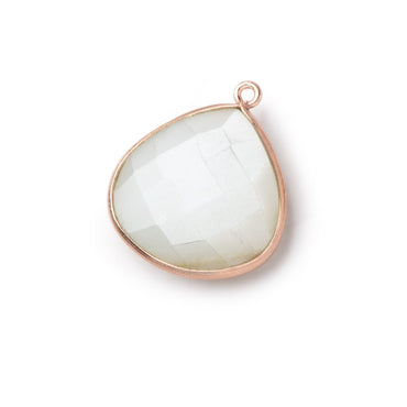22mm Rose Gold .925 Bezel White Moonstone Heart Pendant 1 piece (ONLINE ORDER ONLY)