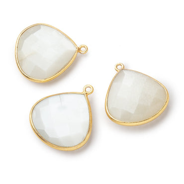 22x22mm Vermeil Bezeled White Moonstone Heart Pendant 1 piece (ONLINE ORDER ONLY)