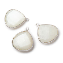 22mm Silver .925 Bezel White Moonstone Heart Pendant 1 piece (ONLINE ORDER ONLY)