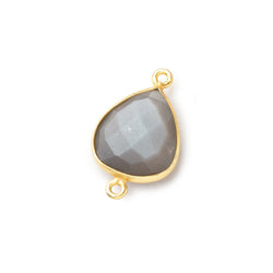 16x14mm Vermeil Bezel Platinum Grey Moonstone faceted pear Connector 1 piece (ONLINE ORDER ONLY)