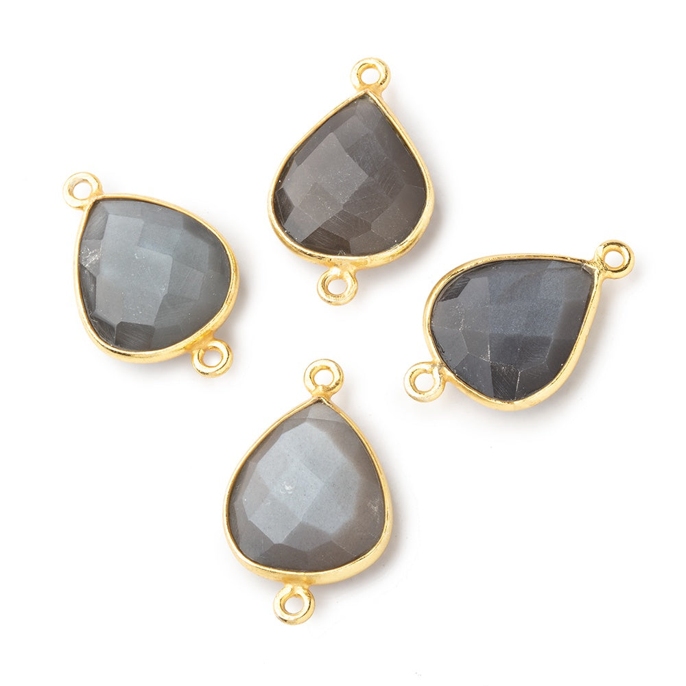 16x14mm Vermeil Bezel Platinum Grey Moonstone faceted pear Connector 1 piece (ONLINE ORDER ONLY)