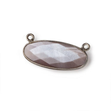 28x11.5mm Black Gold .925 Bezel Chocolate Brown Moonstone Oval East West Connector 1 piece (ONLINE ORDER ONLY)