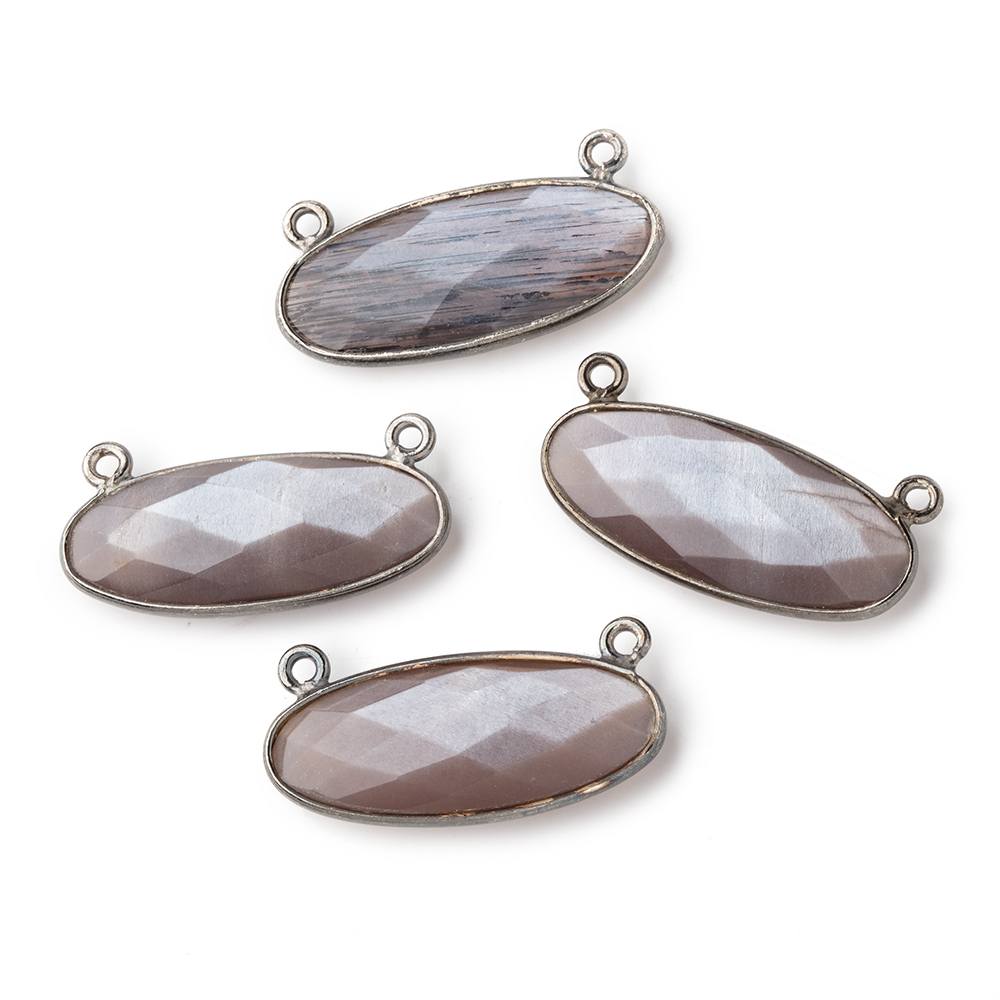 28x11.5mm Black Gold .925 Bezel Chocolate Brown Moonstone Oval East West Connector 1 piece (ONLINE ORDER ONLY)