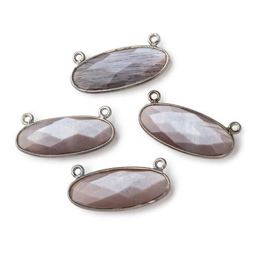 28x11.5mm Black Gold .925 Bezel Chocolate Brown Moonstone Oval East West Connector 1 piece (ONLINE ORDER ONLY)