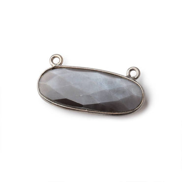 28x11.5mm Black Gold .925 Bezel Dark Platinum Grey Moonstone Oval East West Connector 1 piece (ONLINE ORDER ONLY)