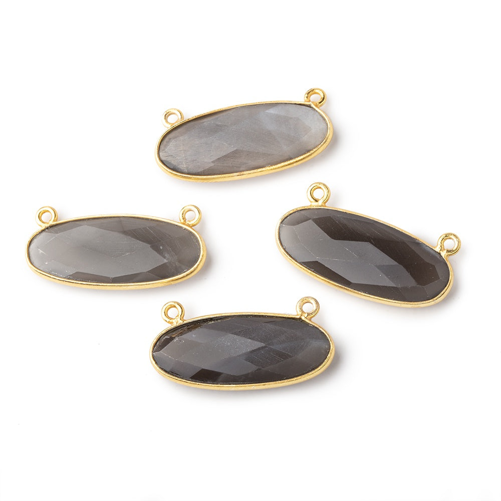 28x11.5mm Vermeil Bezel Platinum Grey Moonstone Oval East West Connector 1 piece (ONLINE ORDER ONLY)