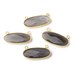 28x11.5mm Vermeil Bezel Platinum Grey Moonstone Oval East West Connector 1 piece (ONLINE ORDER ONLY)