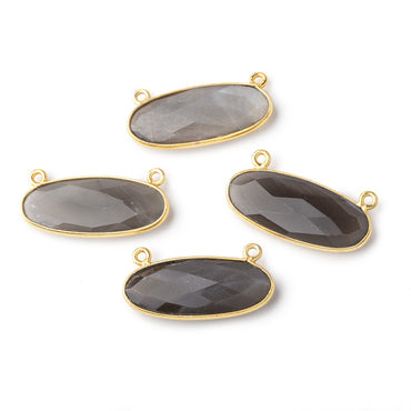 28x11.5mm Vermeil Bezel Platinum Grey Moonstone Oval East West Connector 1 piece (ONLINE ORDER ONLY)
