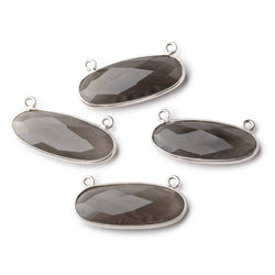 28x11.5mm Silver .925 Bezel Dark Platinum Grey Moonstone Oval East West Connector 1 piece (ONLINE ORDER ONLY)