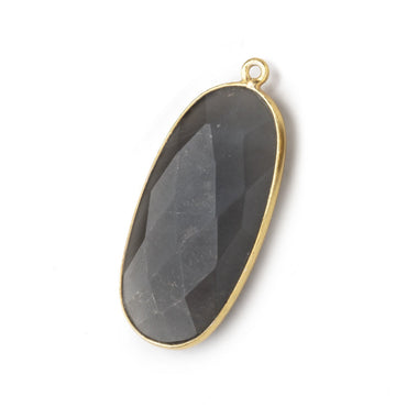34x16mm Vermeil Bezeled Platinum Grey Moonstone faceted Oval Pendant 1 piece (ONLINE ORDER ONLY)