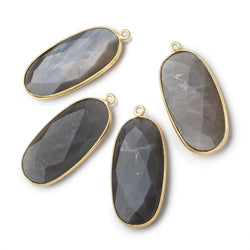 34x16mm Vermeil Bezeled Platinum Grey Moonstone faceted Oval Pendant 1 piece (ONLINE ORDER ONLY)
