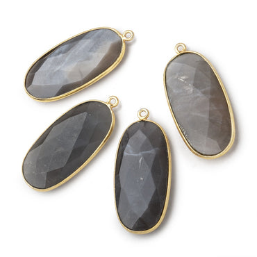 34x16mm Vermeil Bezeled Platinum Grey Moonstone faceted Oval Pendant 1 piece (ONLINE ORDER ONLY)