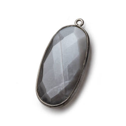34x16mm Black Gold .925 Bezel Platinum Grey Moonstone faceted Oval Pendant 1 piece (ONLINE ORDER ONLY)