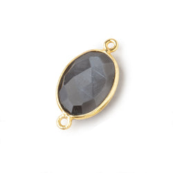 17x13mm Vermeil Bezel Platinum Grey Moonstone Faceted Oval Connector 1 piece (ONLINE ORDER ONLY)