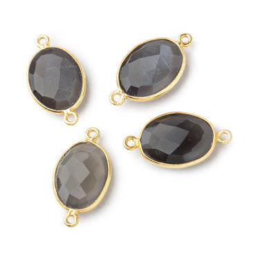 17x13mm Vermeil Bezel Platinum Grey Moonstone Faceted Oval Connector 1 piece (ONLINE ORDER ONLY)