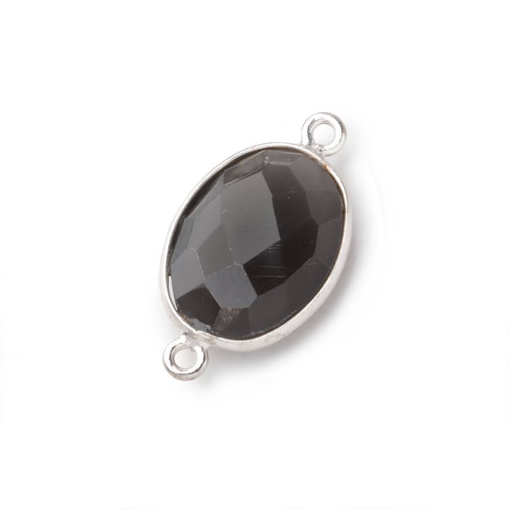 17x13mm Silver .925 Bezel Platinum Grey Moonstone Faceted Oval Connector 1 piece (ONLINE ORDER ONLY)